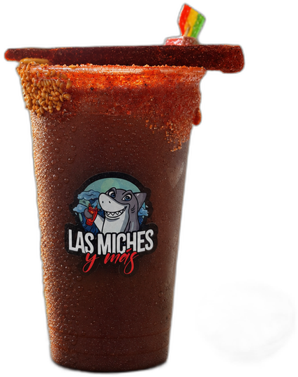 Etiqueta en vaso de michelada