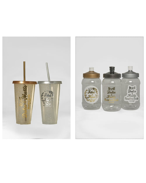 Muestra 2 vasos + 2 cilindros personalizados