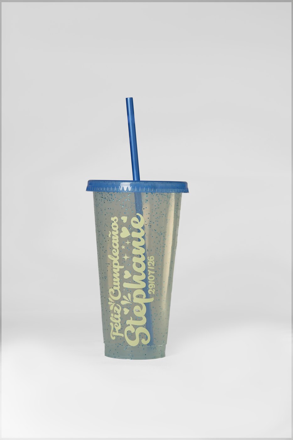 Vasos Glitter 709ml (con tapa y popote)