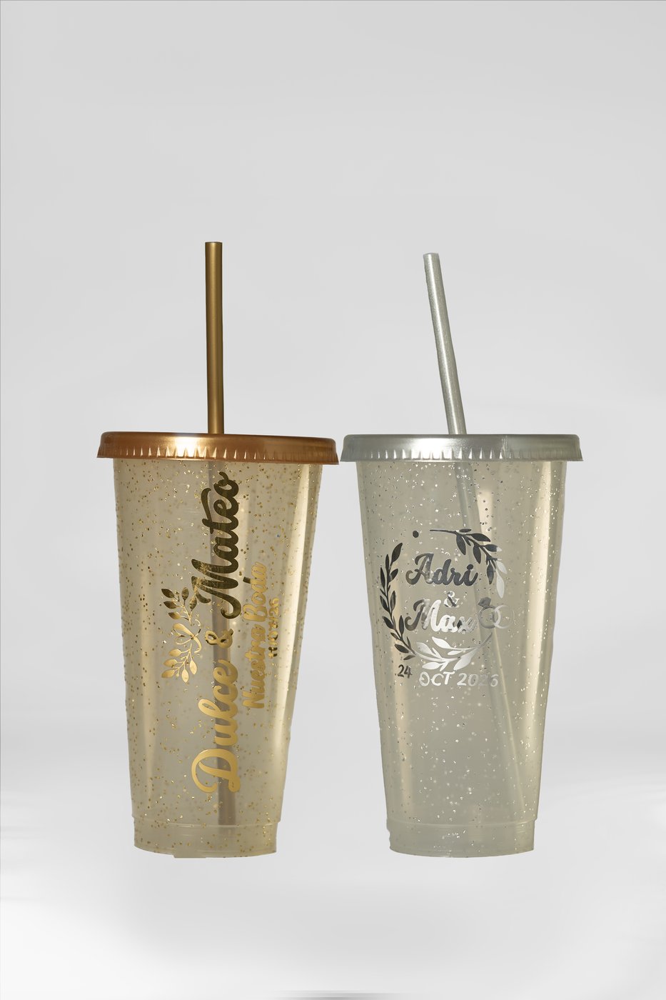 Vasos Glitter 709ml (con tapa y popote)