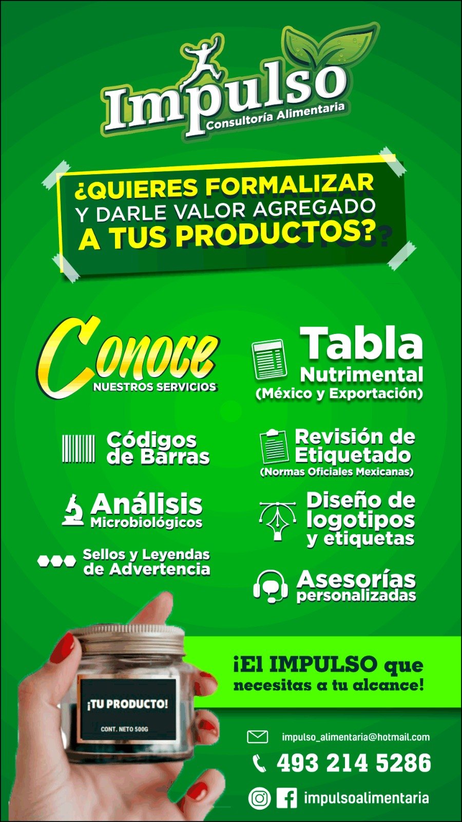 Impulso · Consultoría Alimentaria — Formaliza y dale valor agregado a tus productos